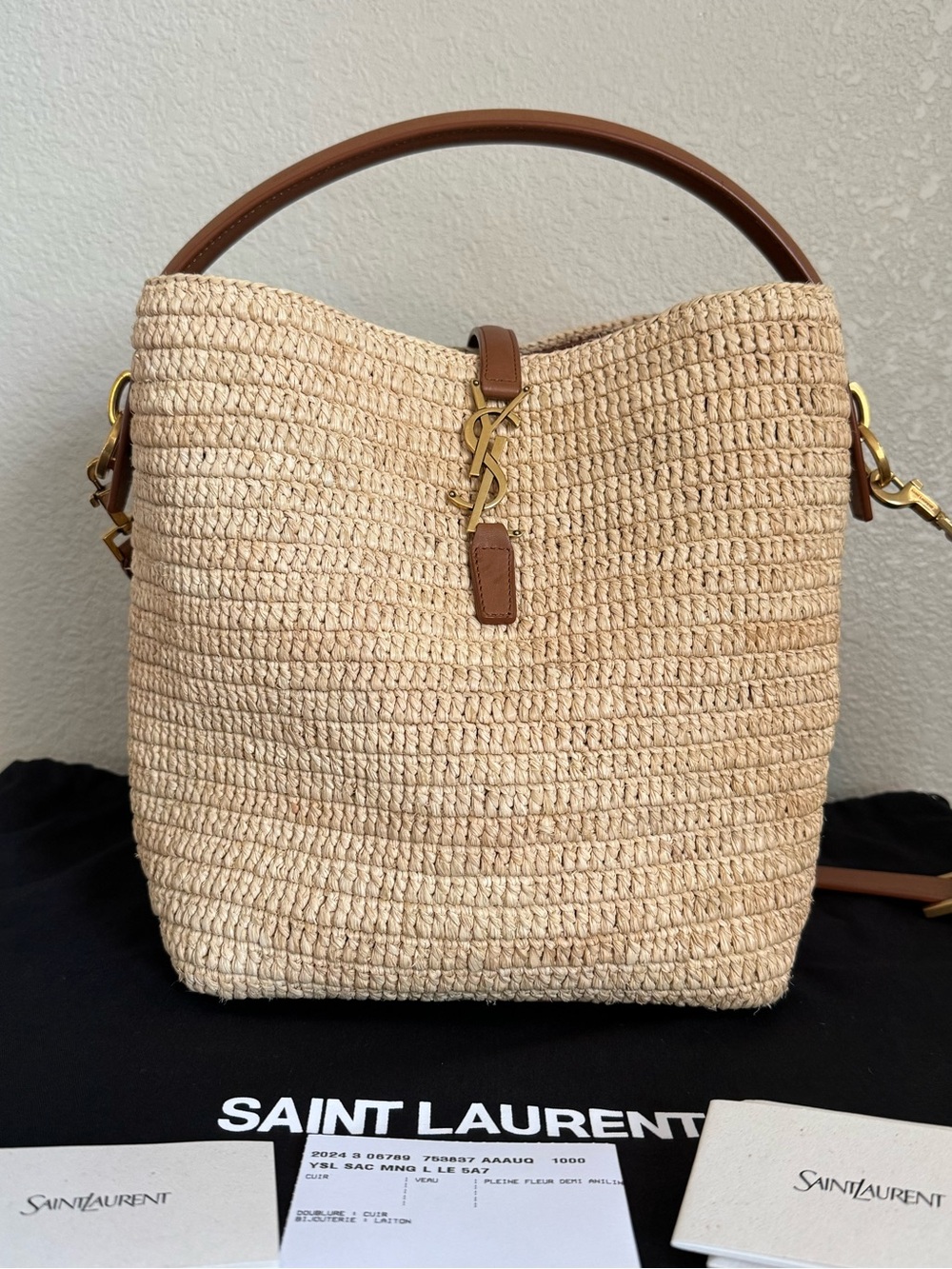 SAINT LAURENT Raffia Le 37 Two Way Bag - Picture 3 of 11